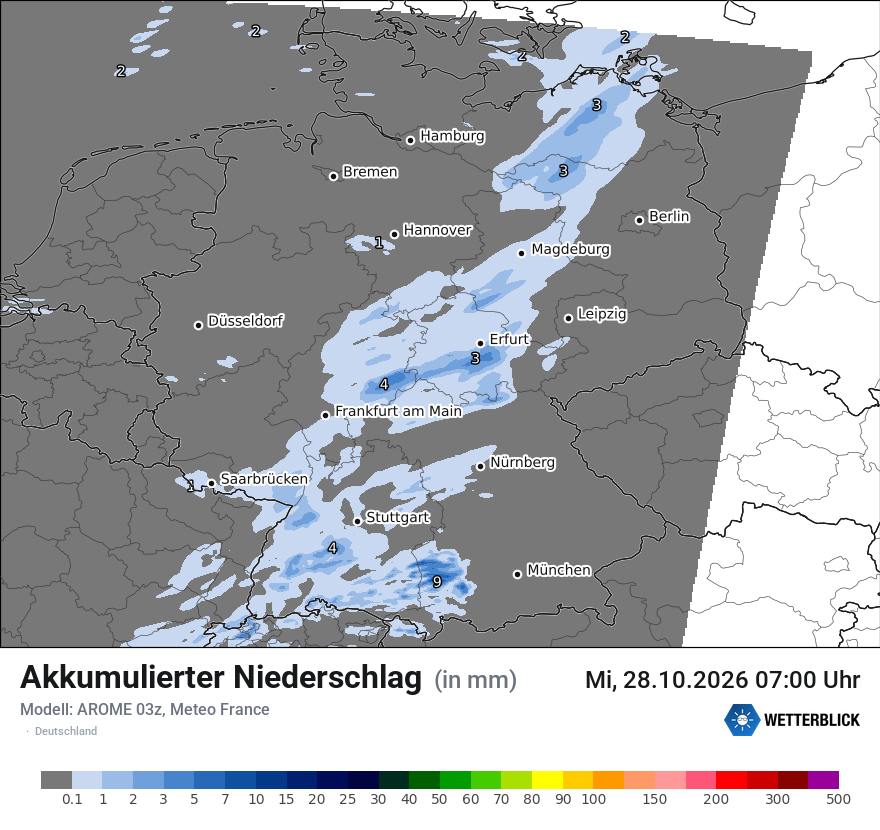 Modellkarte AROME – tot_prec – deutschland