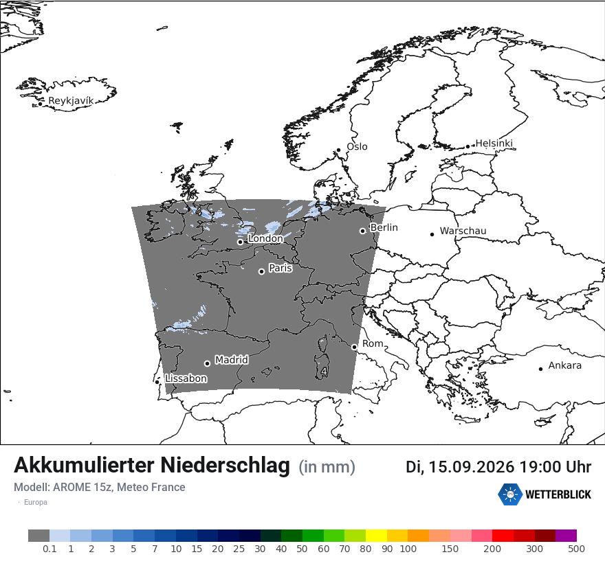 Modellkarte AROME – tot_prec – europa