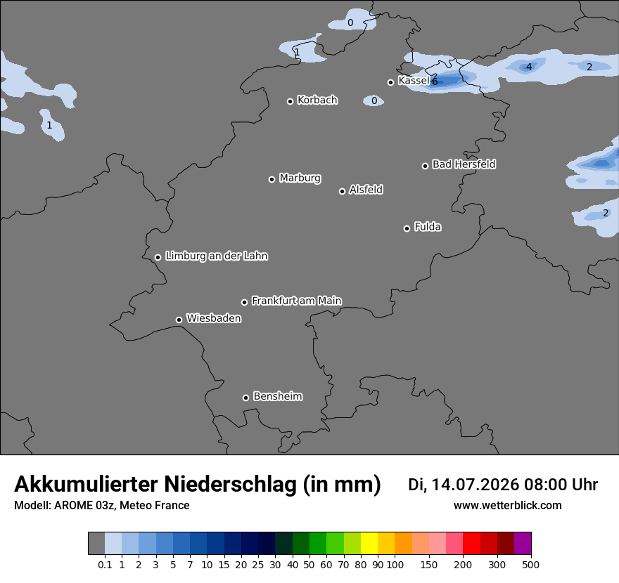 Modellkarte AROME – tot_prec – he
