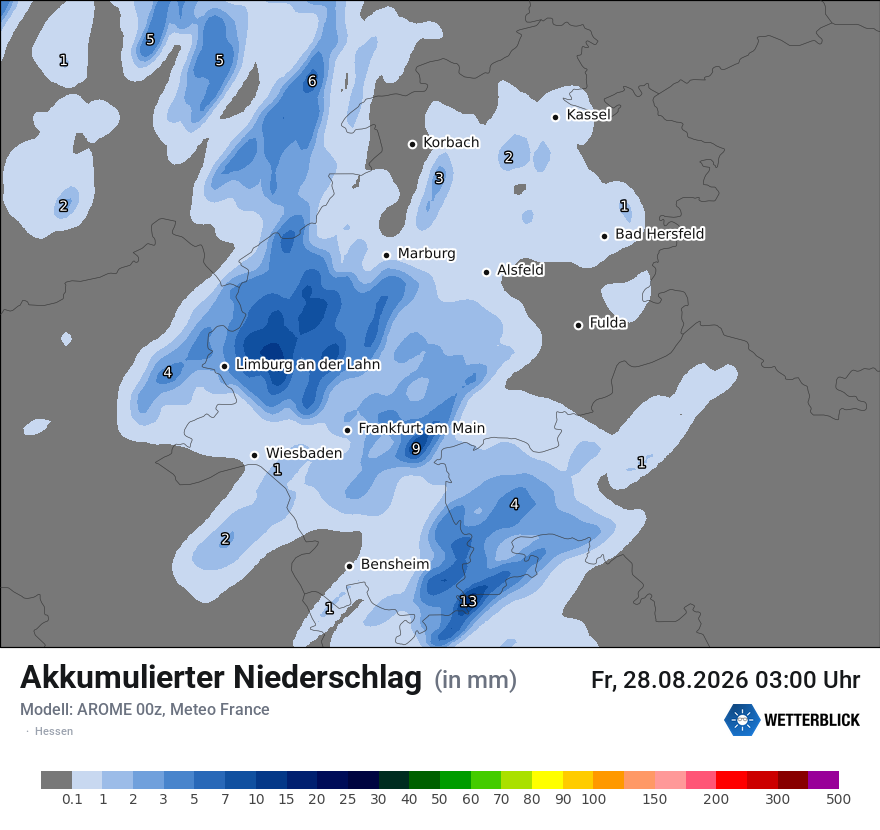 Modellkarte AROME – tot_prec – he
