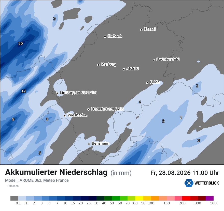 Modellkarte AROME – tot_prec – he