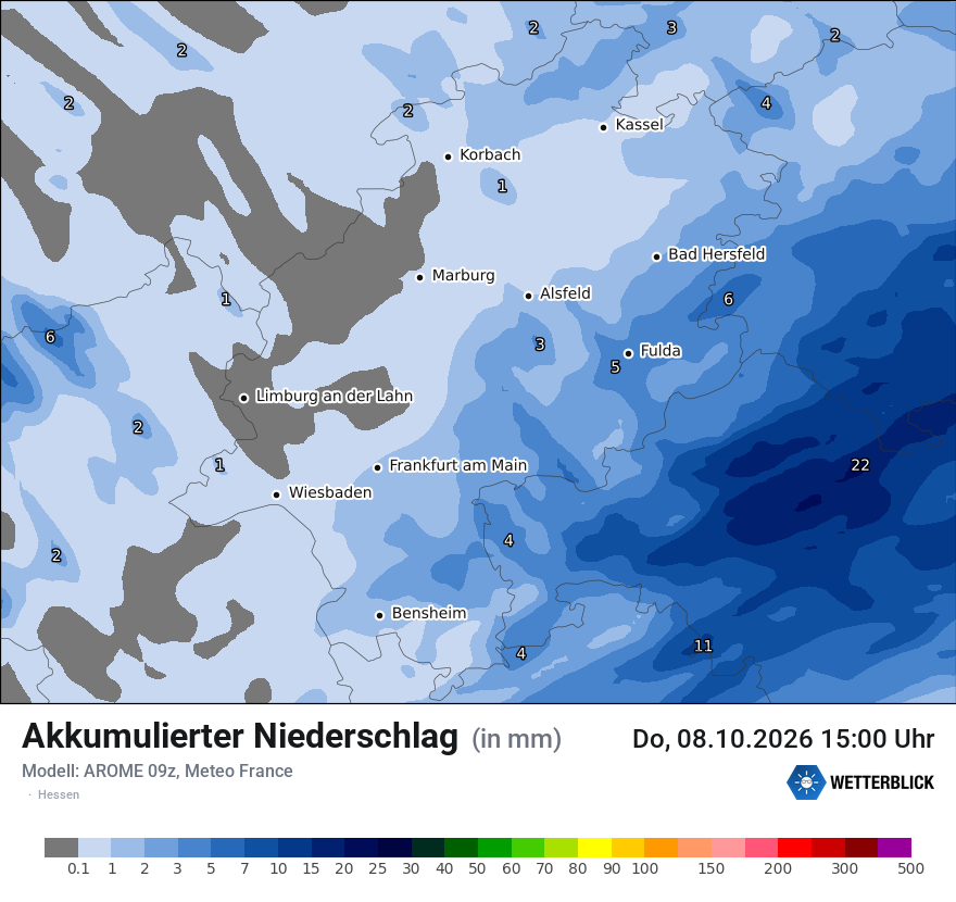 Modellkarte AROME – tot_prec – he