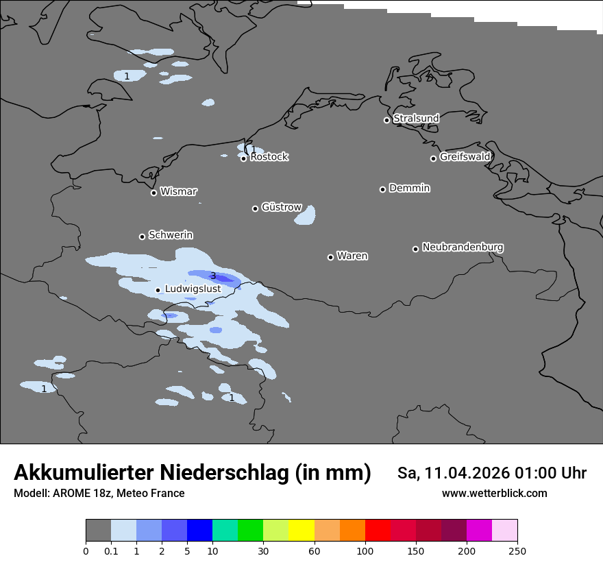 Modellkarte AROME – tot_prec – mv
