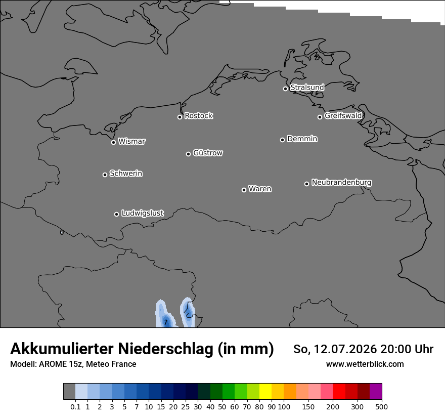 Modellkarte AROME – tot_prec – mv