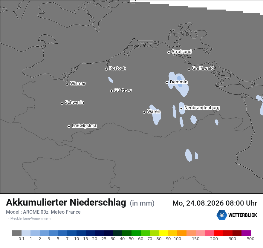Modellkarte AROME – tot_prec – mv