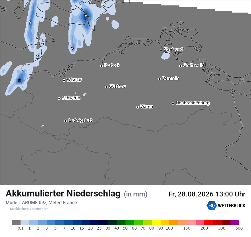 Modellkarte AROME – tot_prec – mv