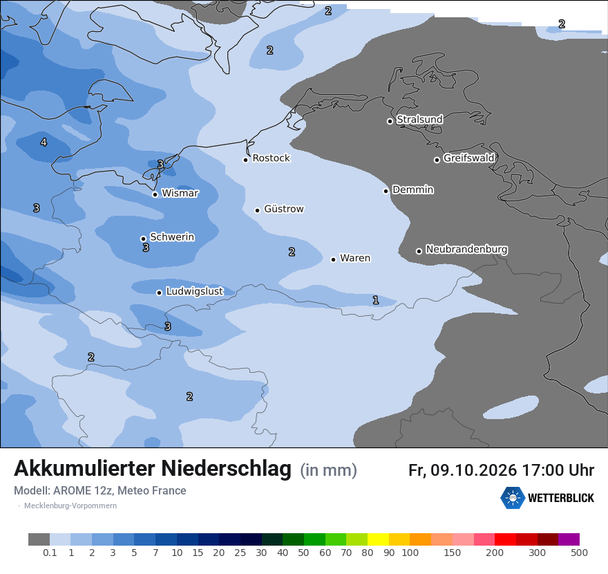 Modellkarte AROME – tot_prec – mv