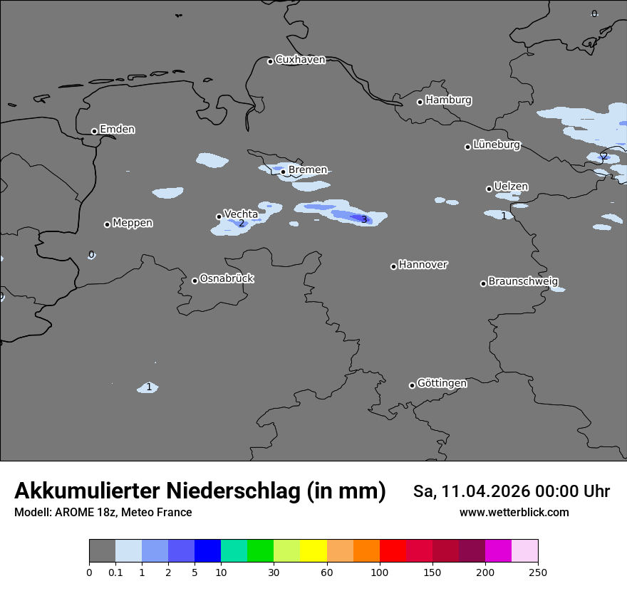 Modellkarte AROME – tot_prec – ni