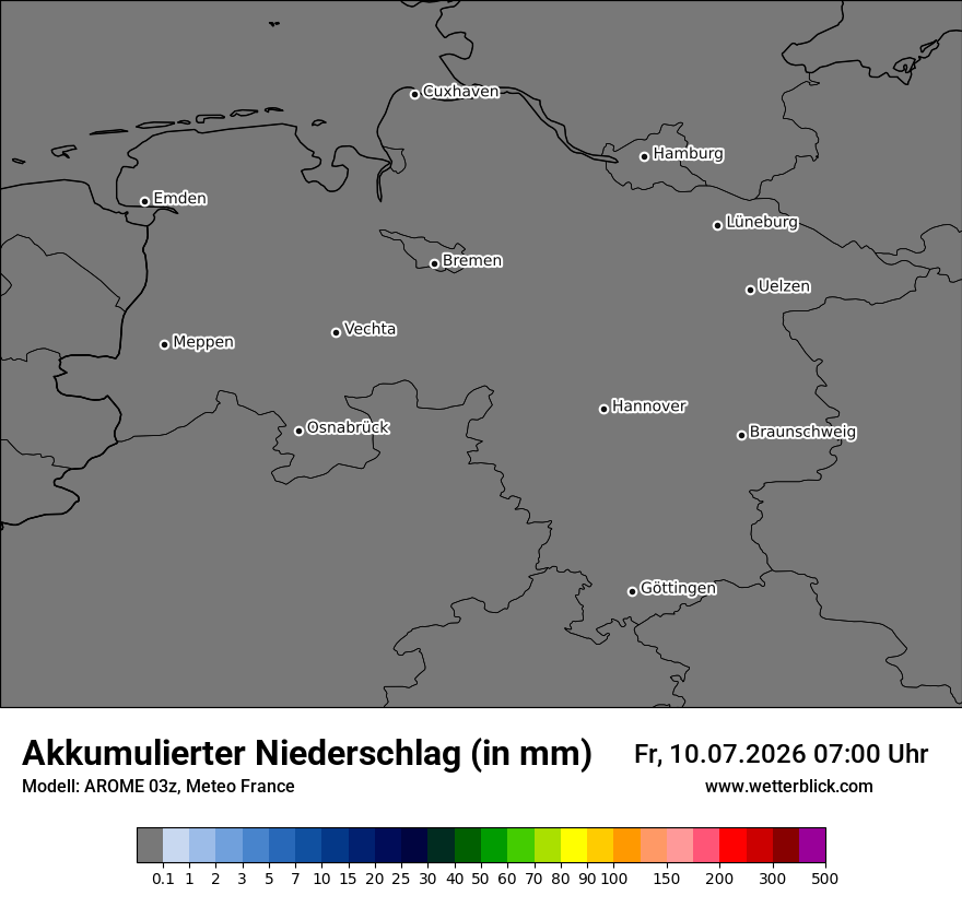 Modellkarte AROME – tot_prec – ni
