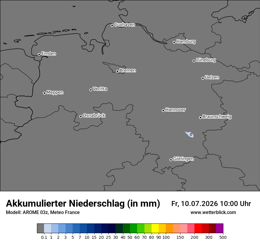Modellkarte AROME – tot_prec – ni