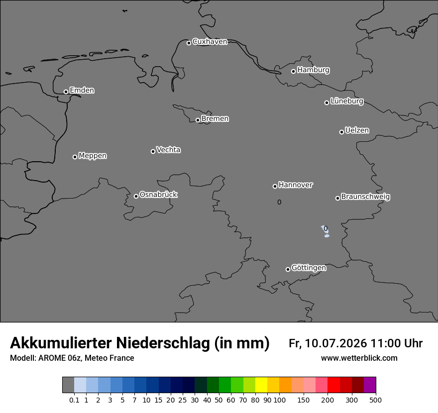 Modellkarte AROME – tot_prec – ni
