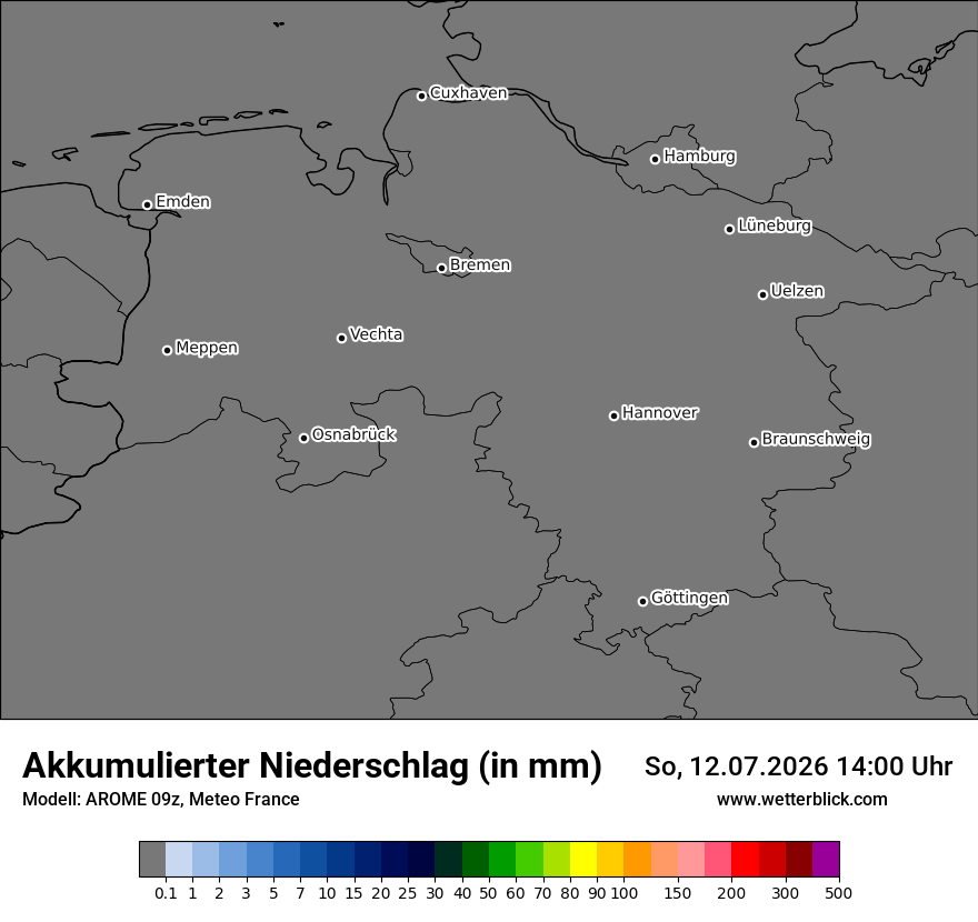 Modellkarte AROME – tot_prec – ni