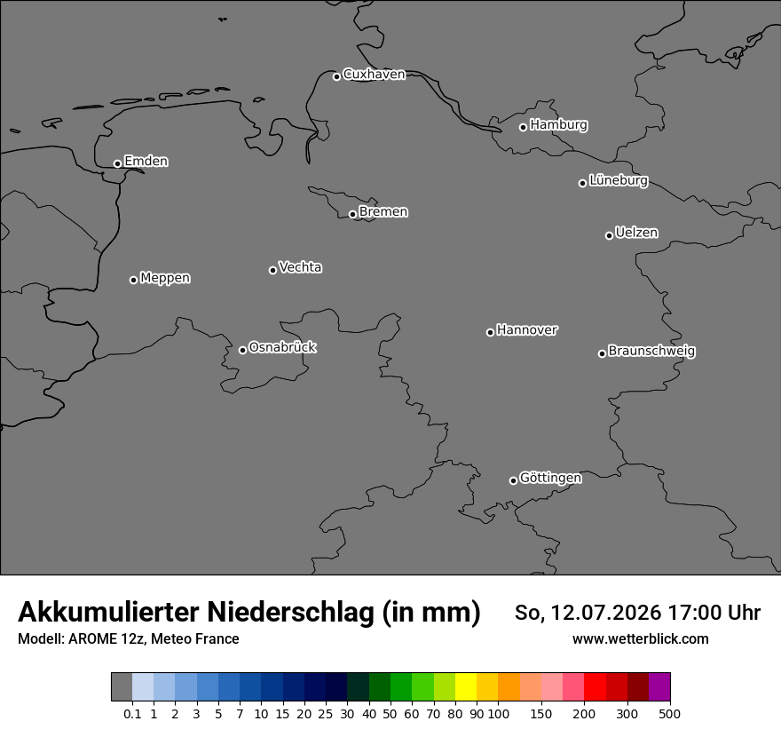Modellkarte AROME – tot_prec – ni