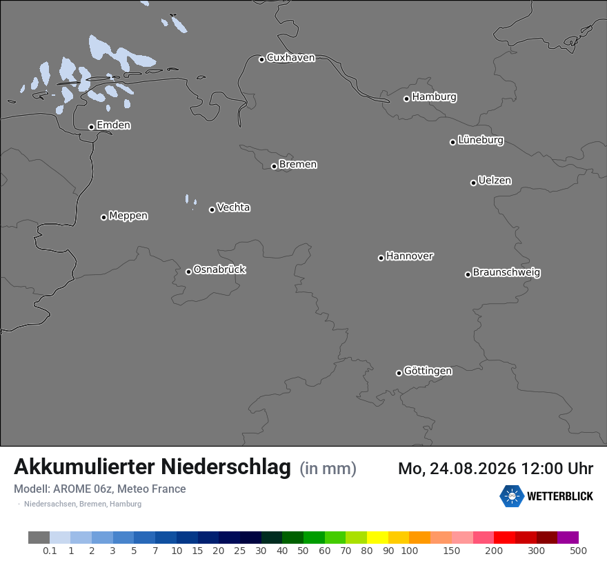 Modellkarte AROME – tot_prec – ni