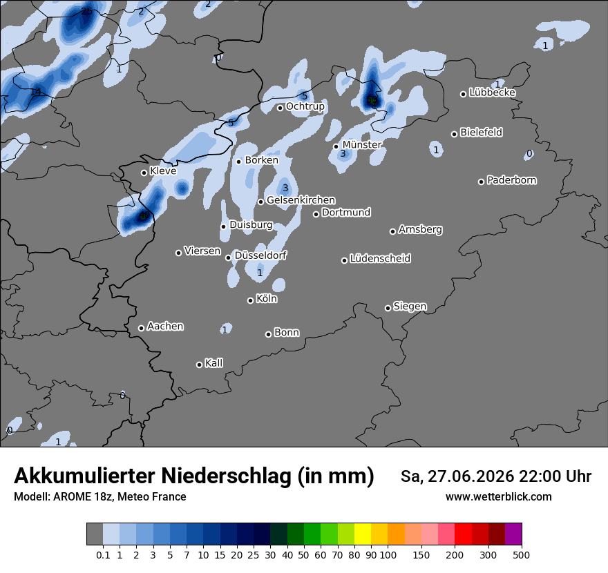 Modellkarte AROME – tot_prec – nrw