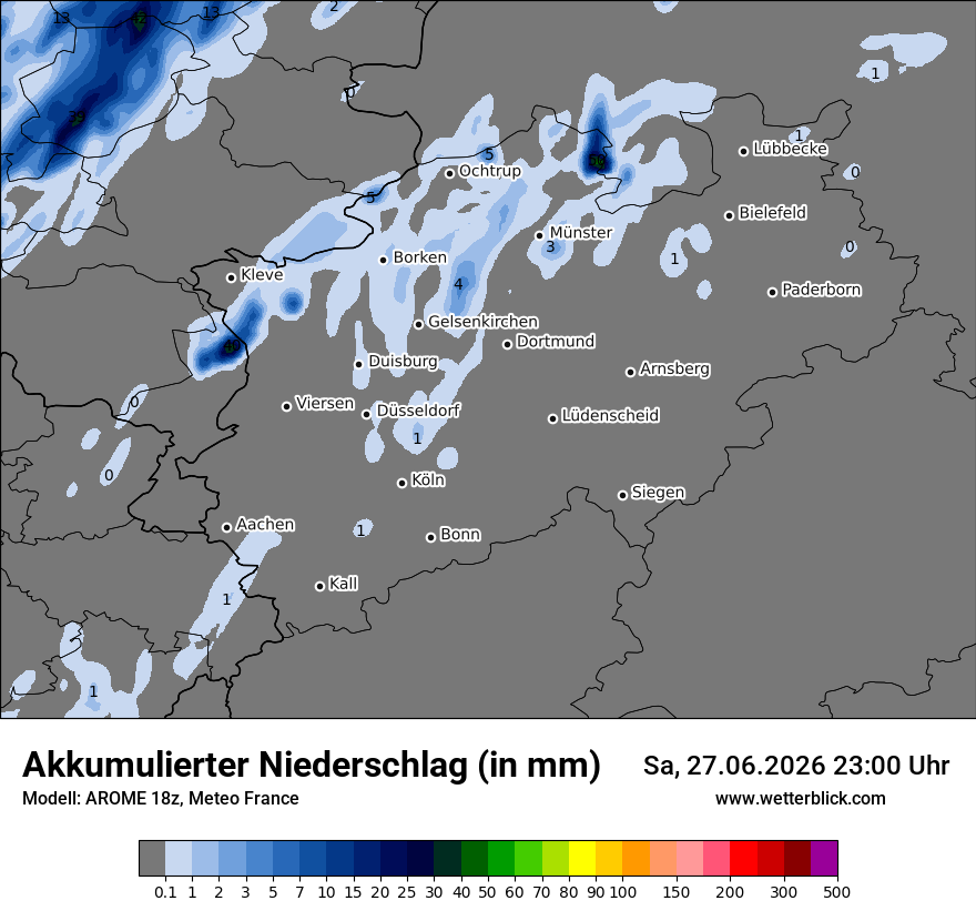 Modellkarte AROME – tot_prec – nrw