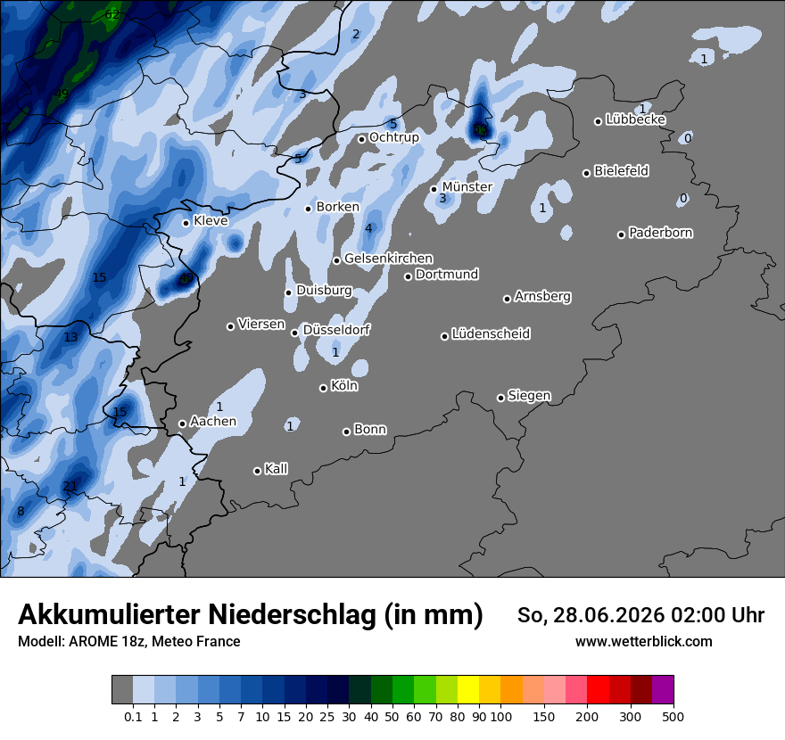 Modellkarte AROME – tot_prec – nrw