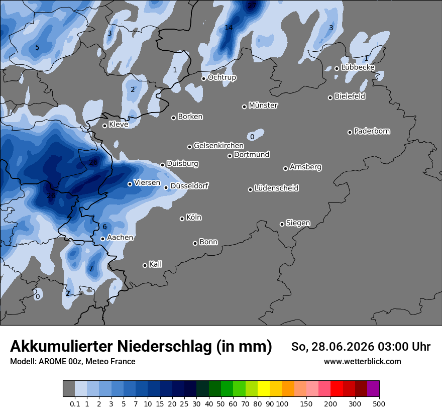 Modellkarte AROME – tot_prec – nrw