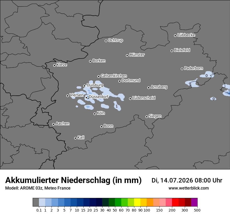 Modellkarte AROME – tot_prec – nrw