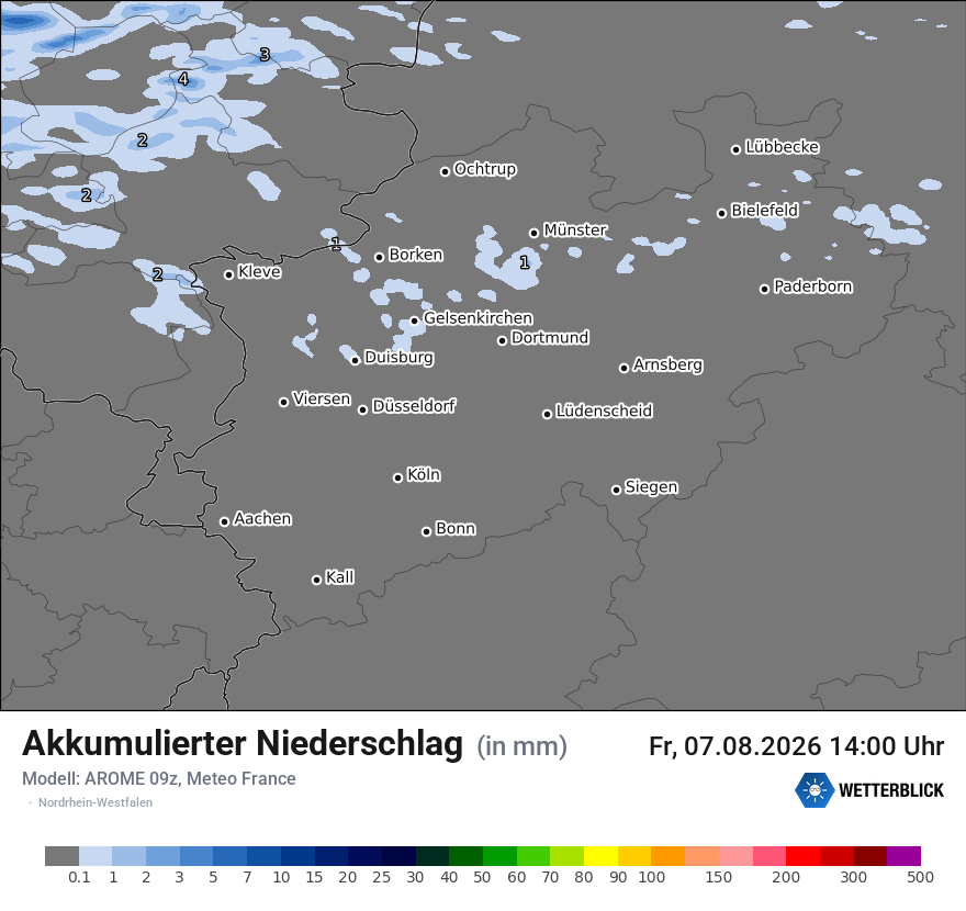 Modellkarte AROME – tot_prec – nrw