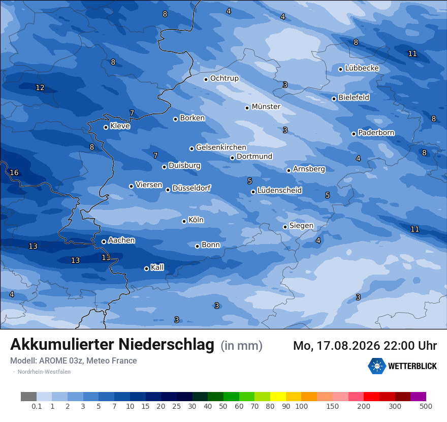 Modellkarte AROME – tot_prec – nrw