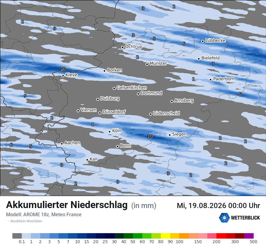 Modellkarte AROME – tot_prec – nrw