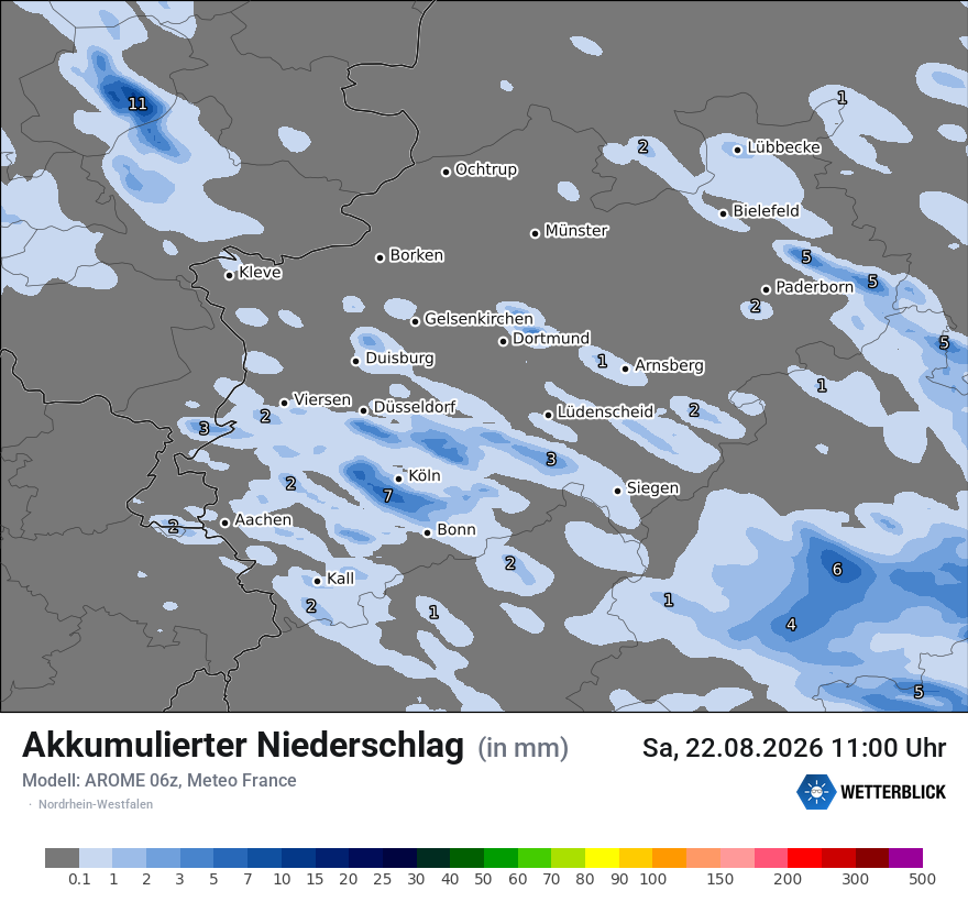 Modellkarte AROME – tot_prec – nrw