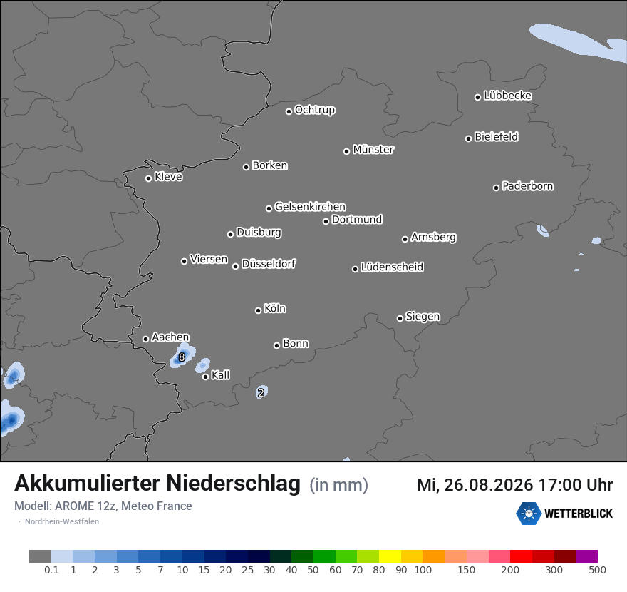 Modellkarte AROME – tot_prec – nrw