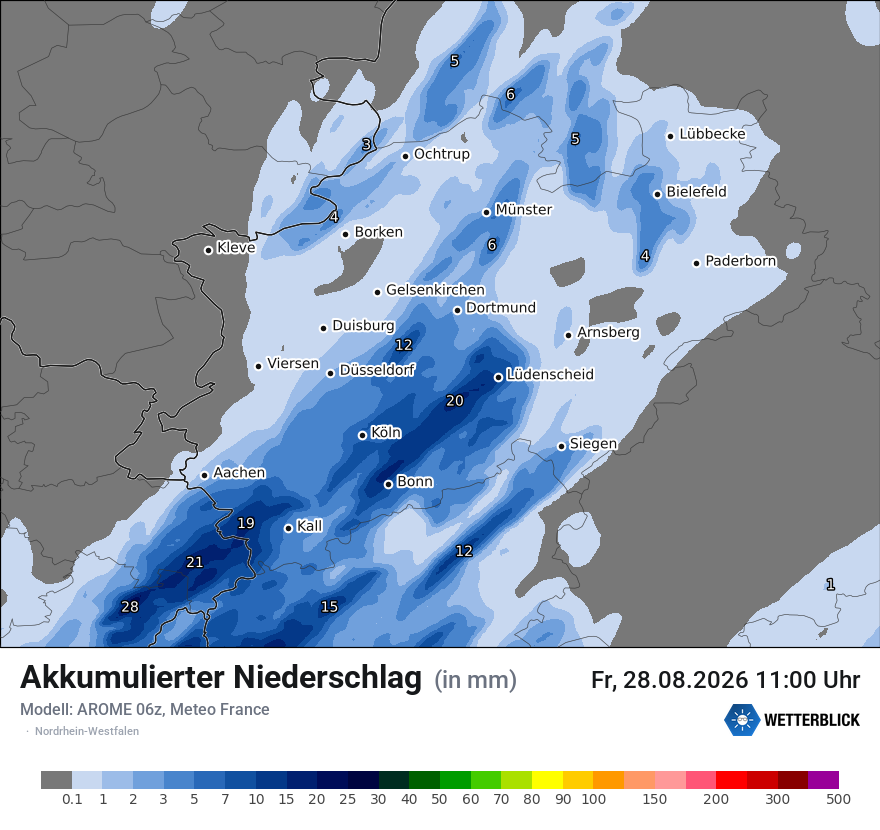 Modellkarte AROME – tot_prec – nrw