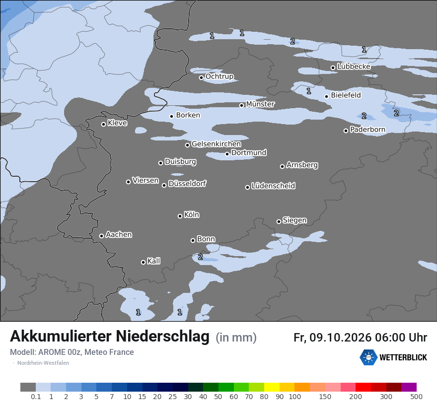 Modellkarte AROME – tot_prec – nrw