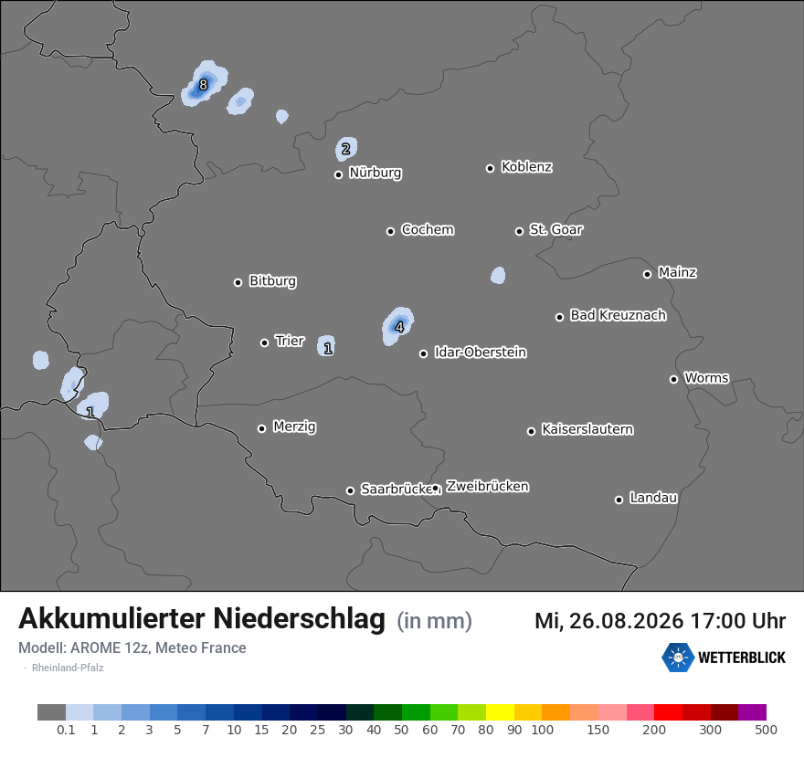 Modellkarte AROME – tot_prec – rp