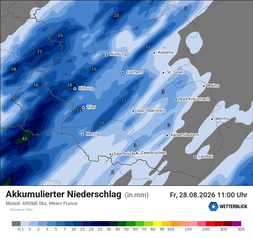 Modellkarte AROME – tot_prec – rp