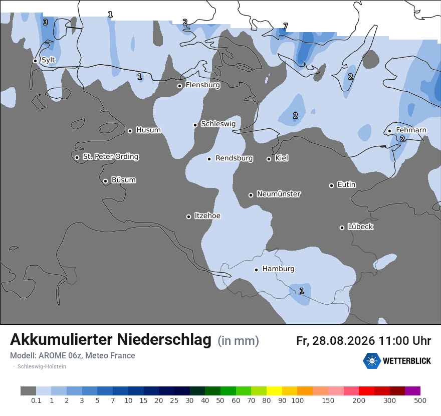Modellkarte AROME – tot_prec – sh