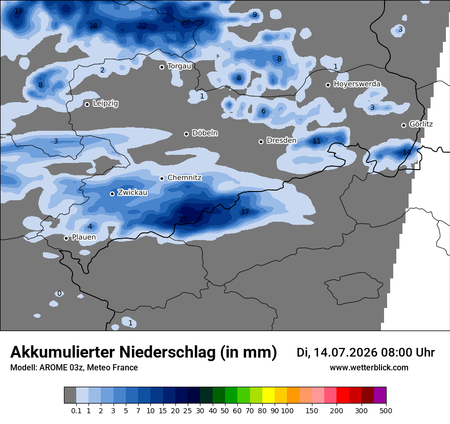 Modellkarte AROME – tot_prec – sn