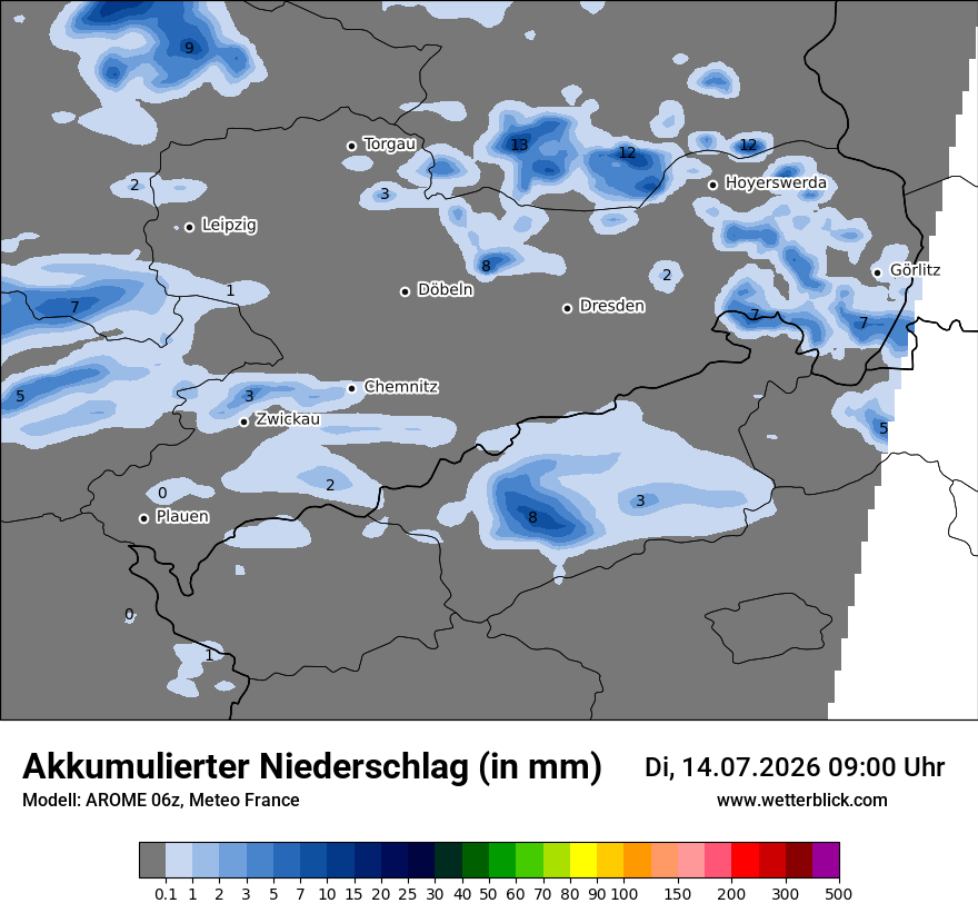 Modellkarte AROME – tot_prec – sn
