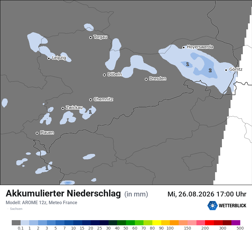 Modellkarte AROME – tot_prec – sn