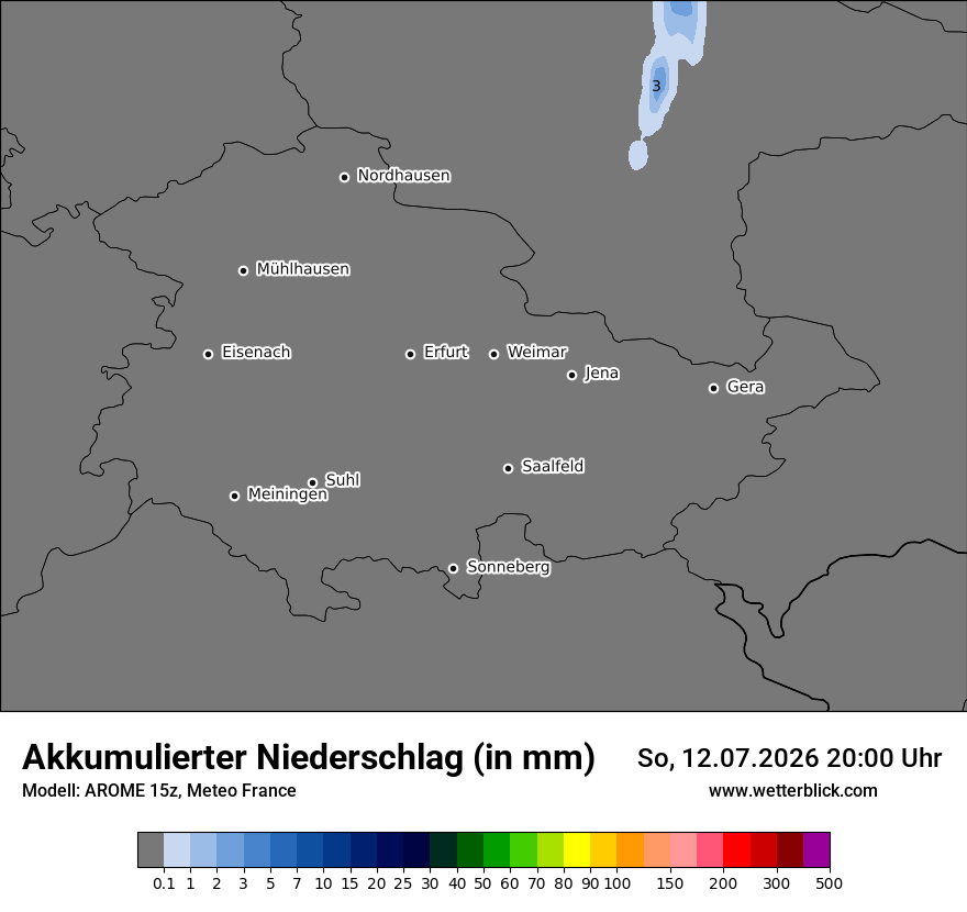 Modellkarte AROME – tot_prec – th