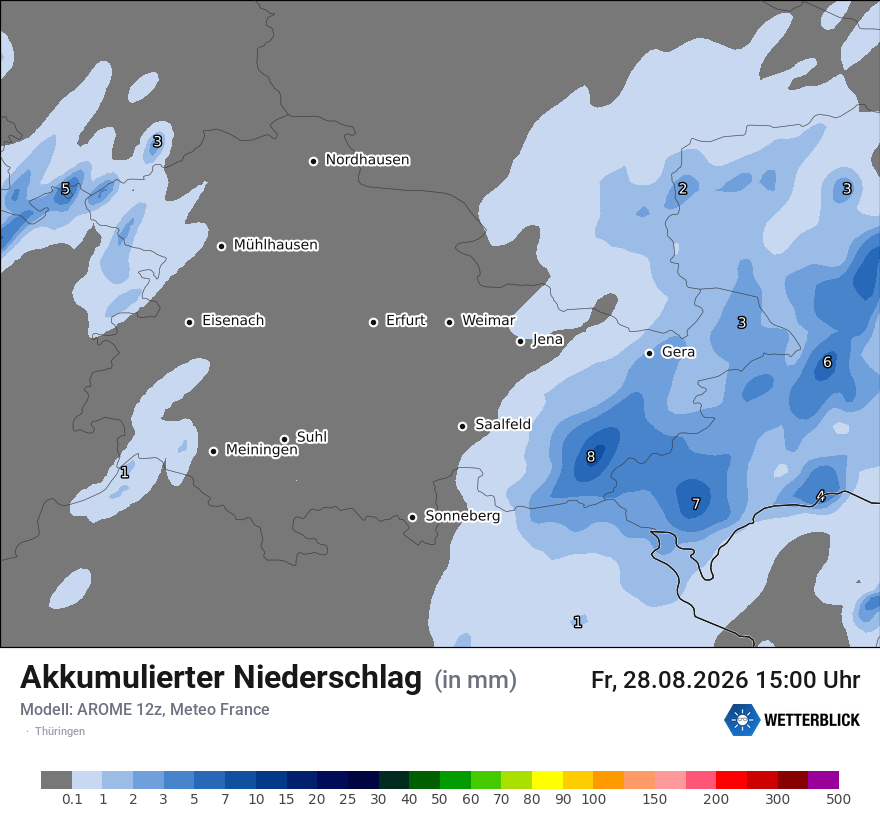 Modellkarte AROME – tot_prec – th
