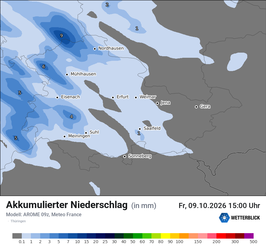 Modellkarte AROME – tot_prec – th