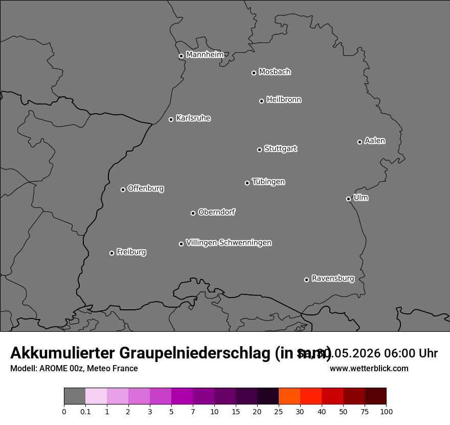 Modellkarte AROME – tot_prec_graupel – bw