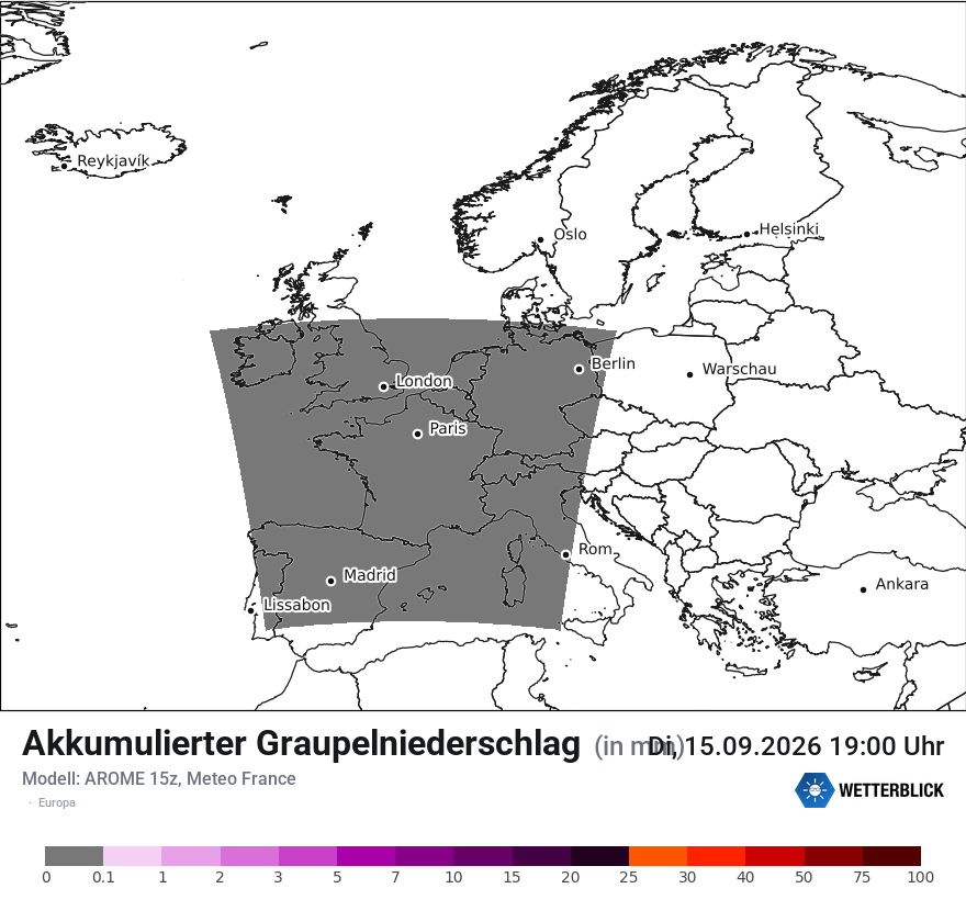 Modellkarte AROME – tot_prec_graupel – europa