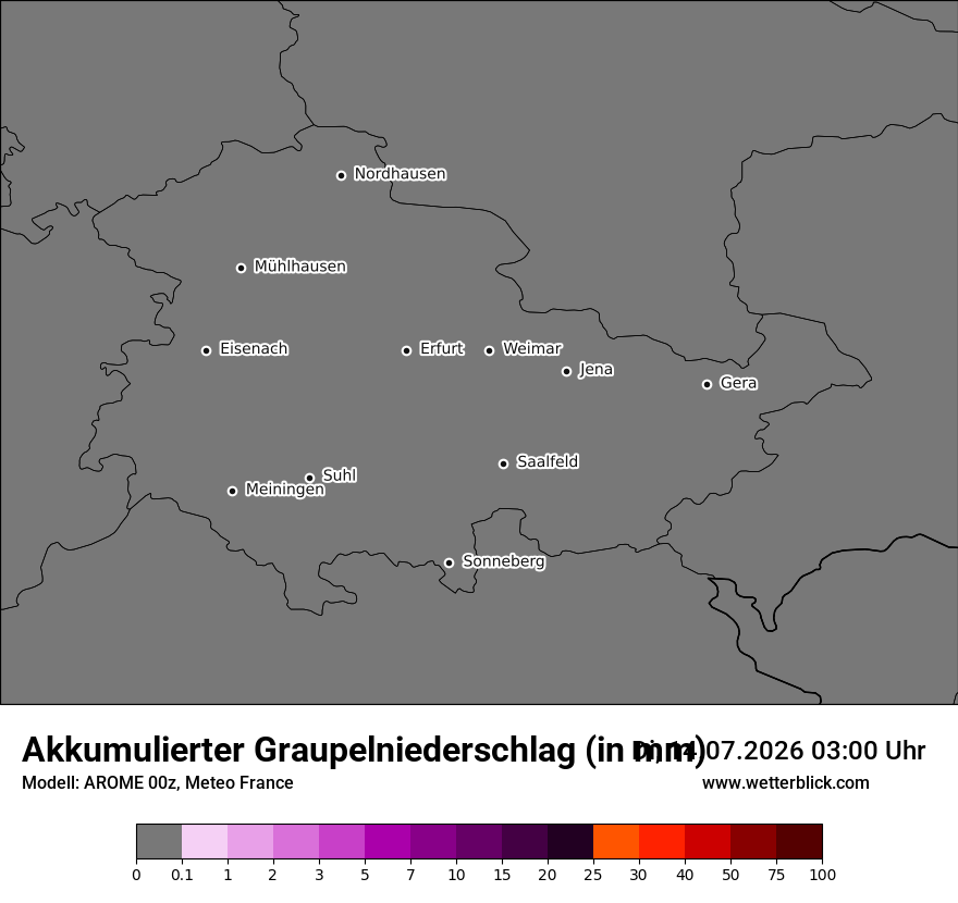 Modellkarte AROME – tot_prec_graupel – th