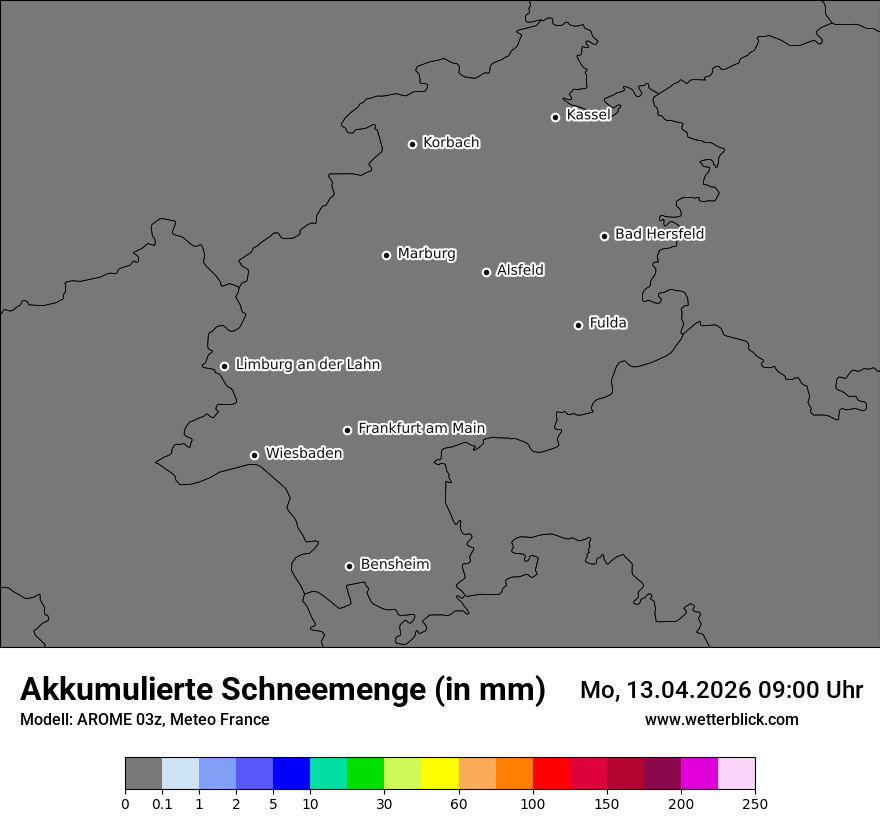 Modellkarte AROME – tot_prec_snow – he