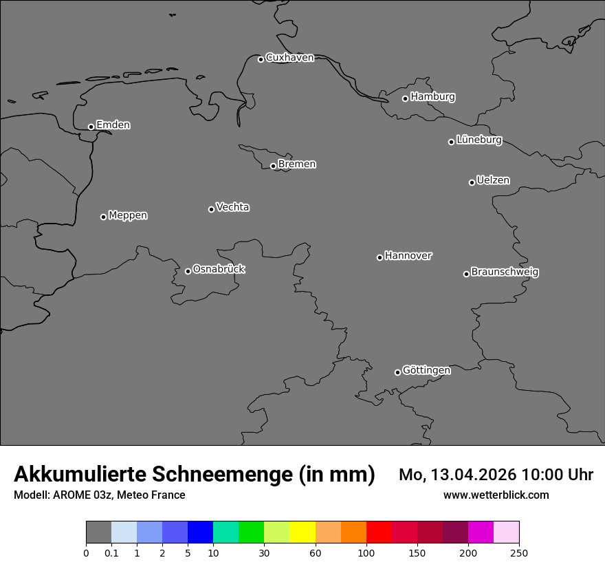Modellkarte AROME – tot_prec_snow – ni