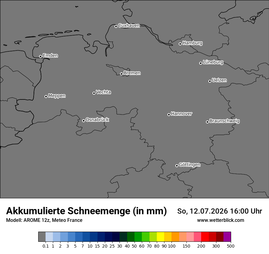 Modellkarte AROME – tot_prec_snow – ni