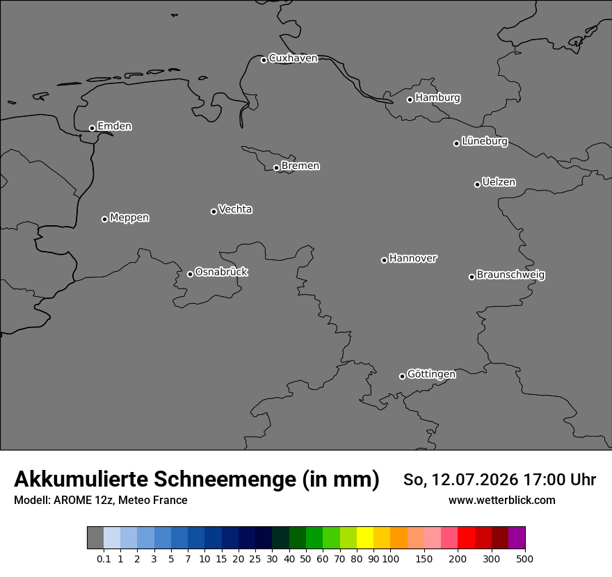 Modellkarte AROME – tot_prec_snow – ni