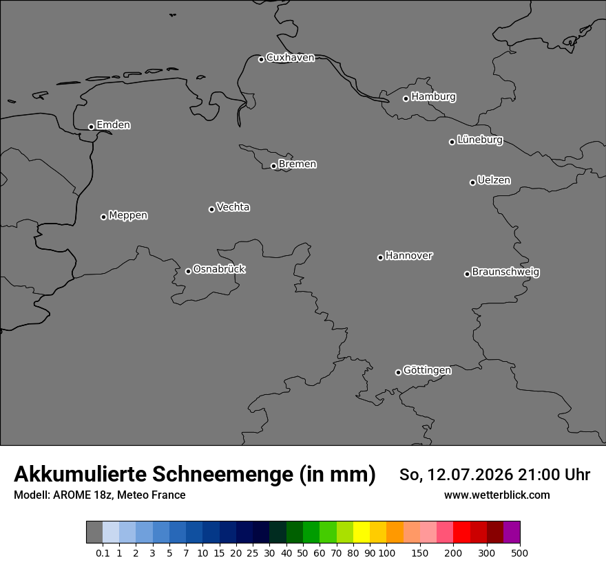 Modellkarte AROME – tot_prec_snow – ni