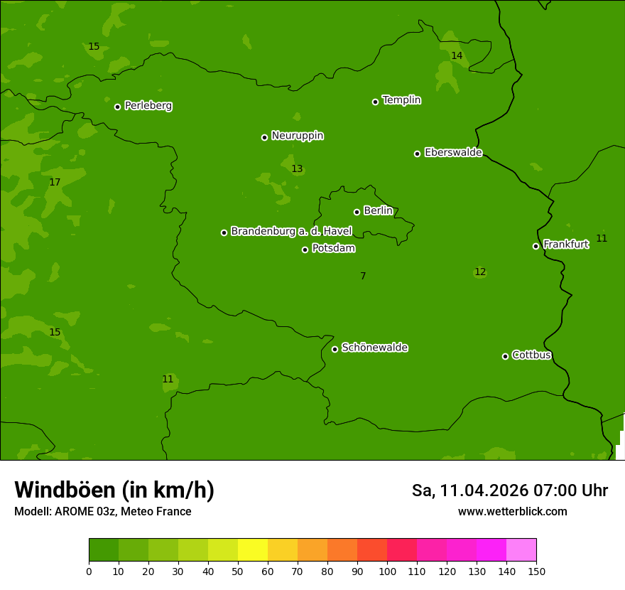 Modellkarte AROME – vmax – bb