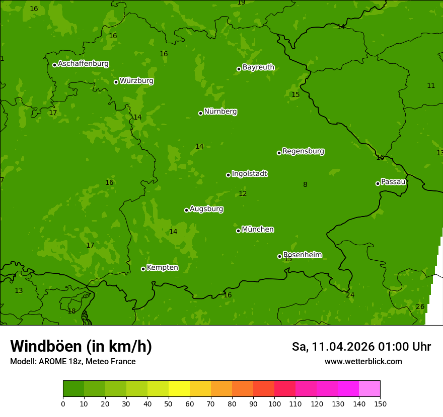 Modellkarte AROME – vmax – by