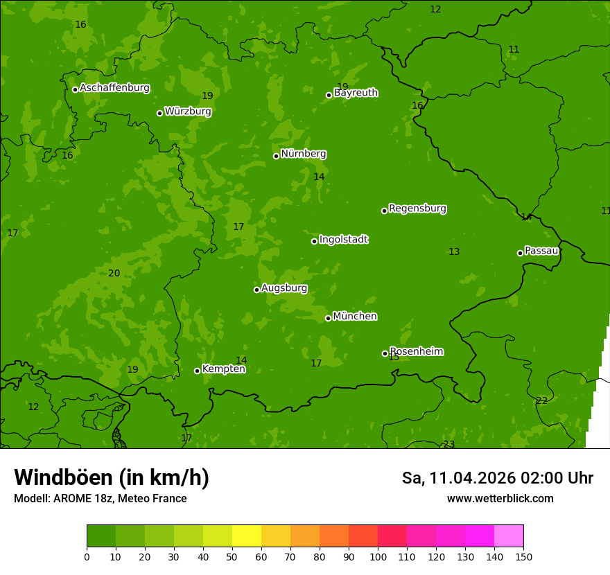 Modellkarte AROME – vmax – by